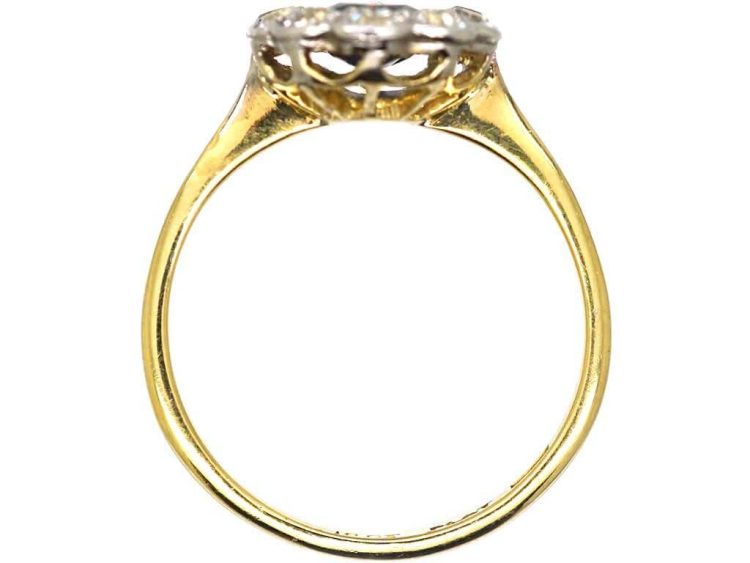 Edwardian 18ct Gold & Platinum, Sapphire & Diamond Oval Cluster Ring