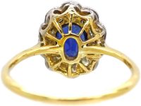Edwardian 18ct Gold & Platinum, Sapphire & Diamond Oval Cluster Ring