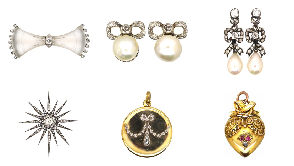 Antique bows, stars and pearls from our collection