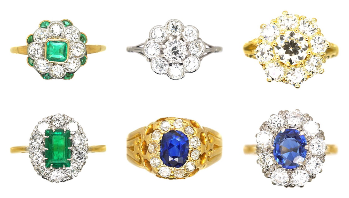 Antique cluster rings from our collection