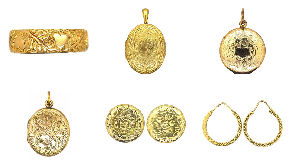 Engraved antique jewellery from our collection