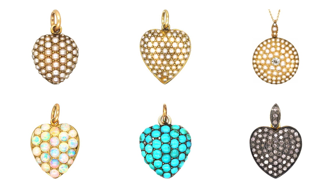 Victorian and Edwardian pavé-set heart pendants from our collection