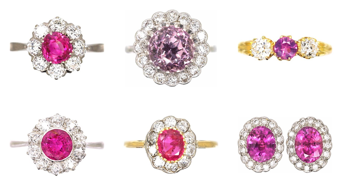 Antique pink sapphire jewellery from our collection