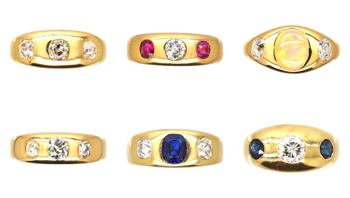 Victorian rub-over set rings from our collection