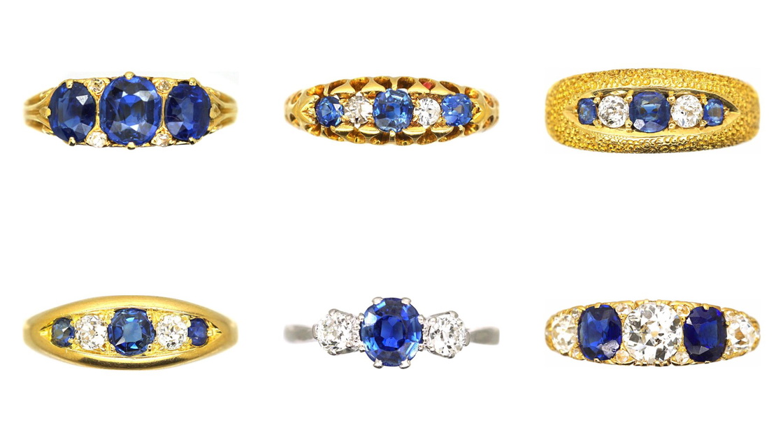 Antique sapphire and diamond rings from our collection