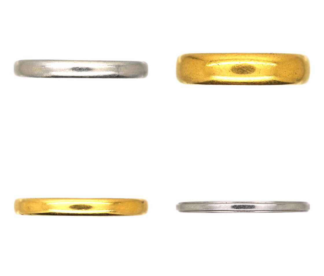 Twentieth-century platinum and 22ct gold wedding rings