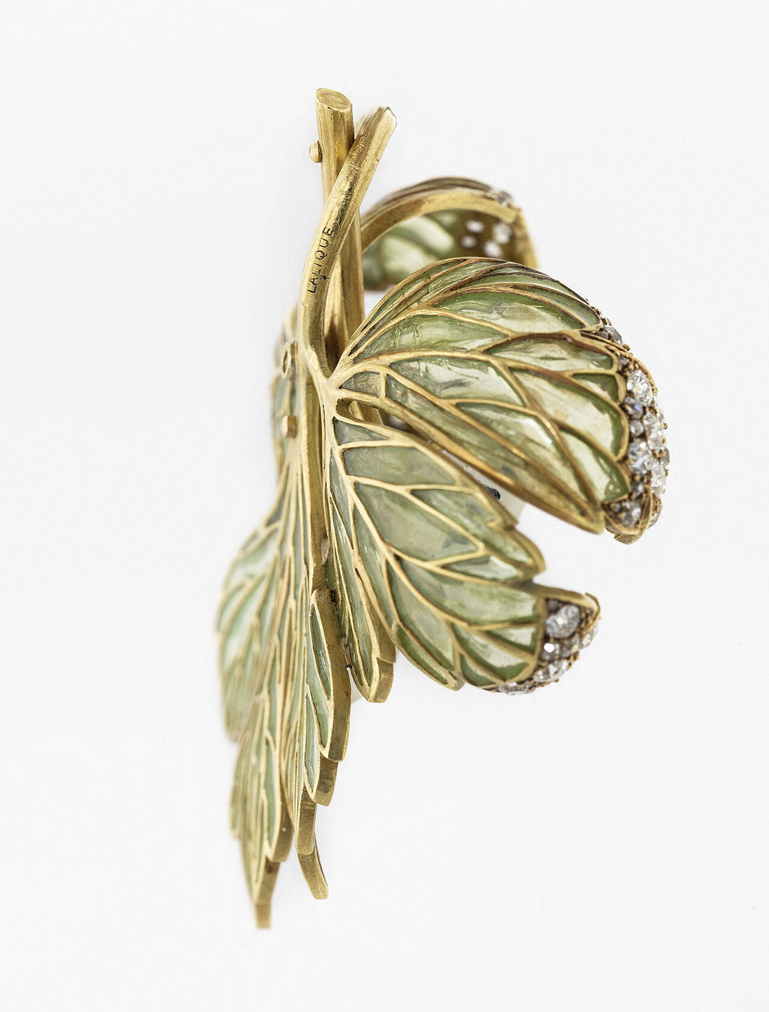 René Lalique wood anemone pendant in plique-à-jour enamel