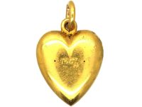 Victorian 15ct Gold Heart Pendant set with an Old Mine Cut Diamond