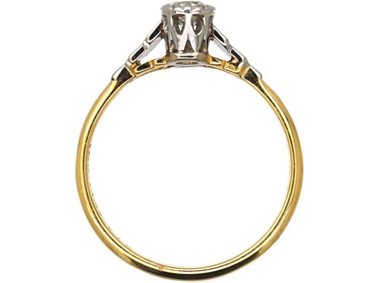 Art Deco 18ct Gold & Platinum, Two Stone Diamond Ring