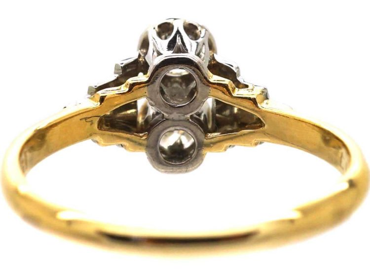 Art Deco 18ct Gold & Platinum, Two Stone Diamond Ring