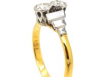 Art Deco 18ct Gold & Platinum, Two Stone Diamond Ring