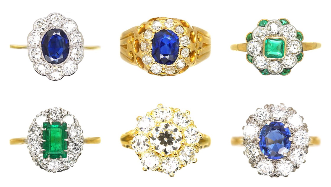 Antique cluster rings from our collection