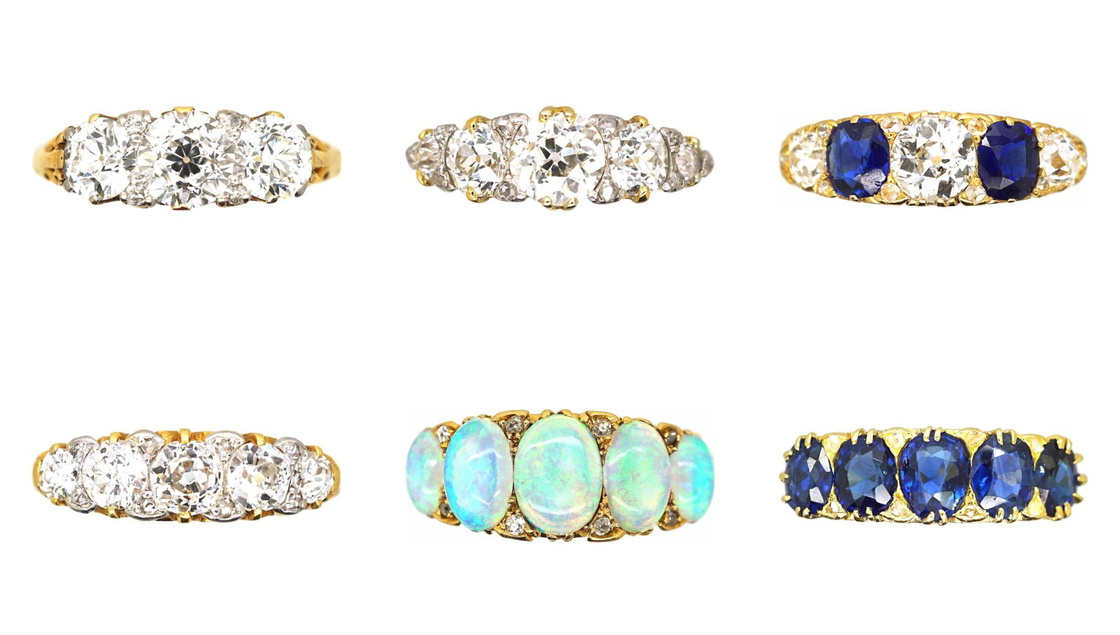 Carved half hoop rings from our collection