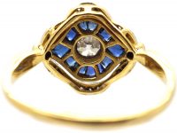 Art Deco 18ct Gold & Platinum, Sapphire & Diamond Eye Ring