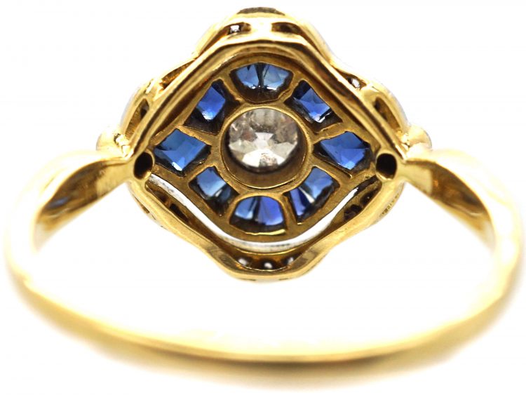 Art Deco 18ct Gold & Platinum, Sapphire & Diamond Eye Ring