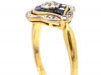 Art Deco 18ct Gold & Platinum, Sapphire & Diamond Eye Ring